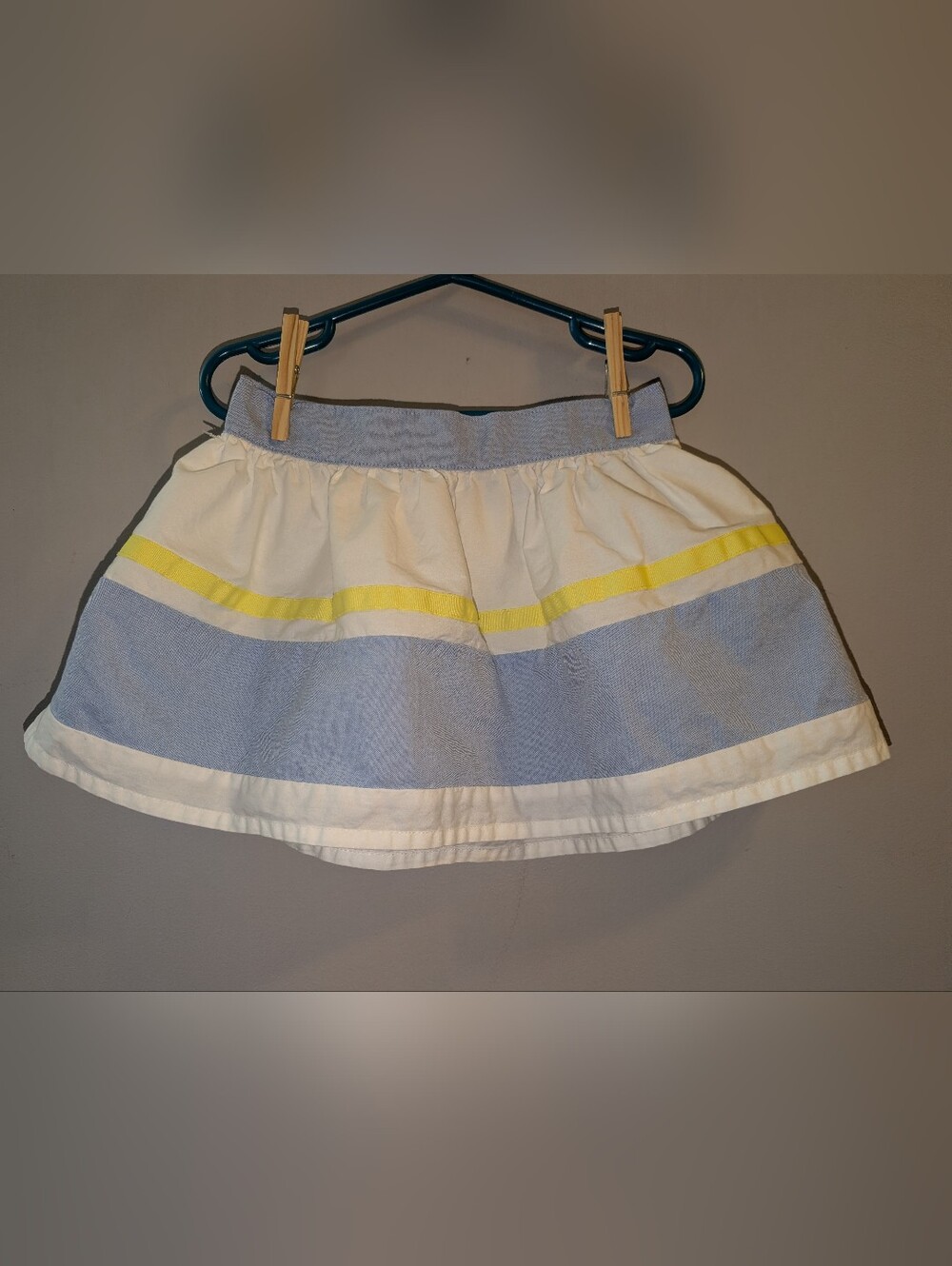 Gymboree Blue Safari White Yellow Ribbon Striped Cotton Summer Skirt Girls 4T